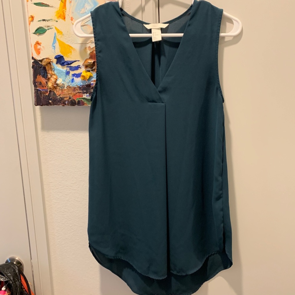 H&M Dark Green Tank Blouse Top - size 4